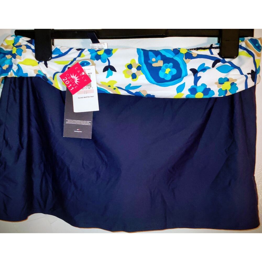 Tommy Hilfiger Womens Navy with Floral Paisley Band Skort Bottoms Size 10 NEW